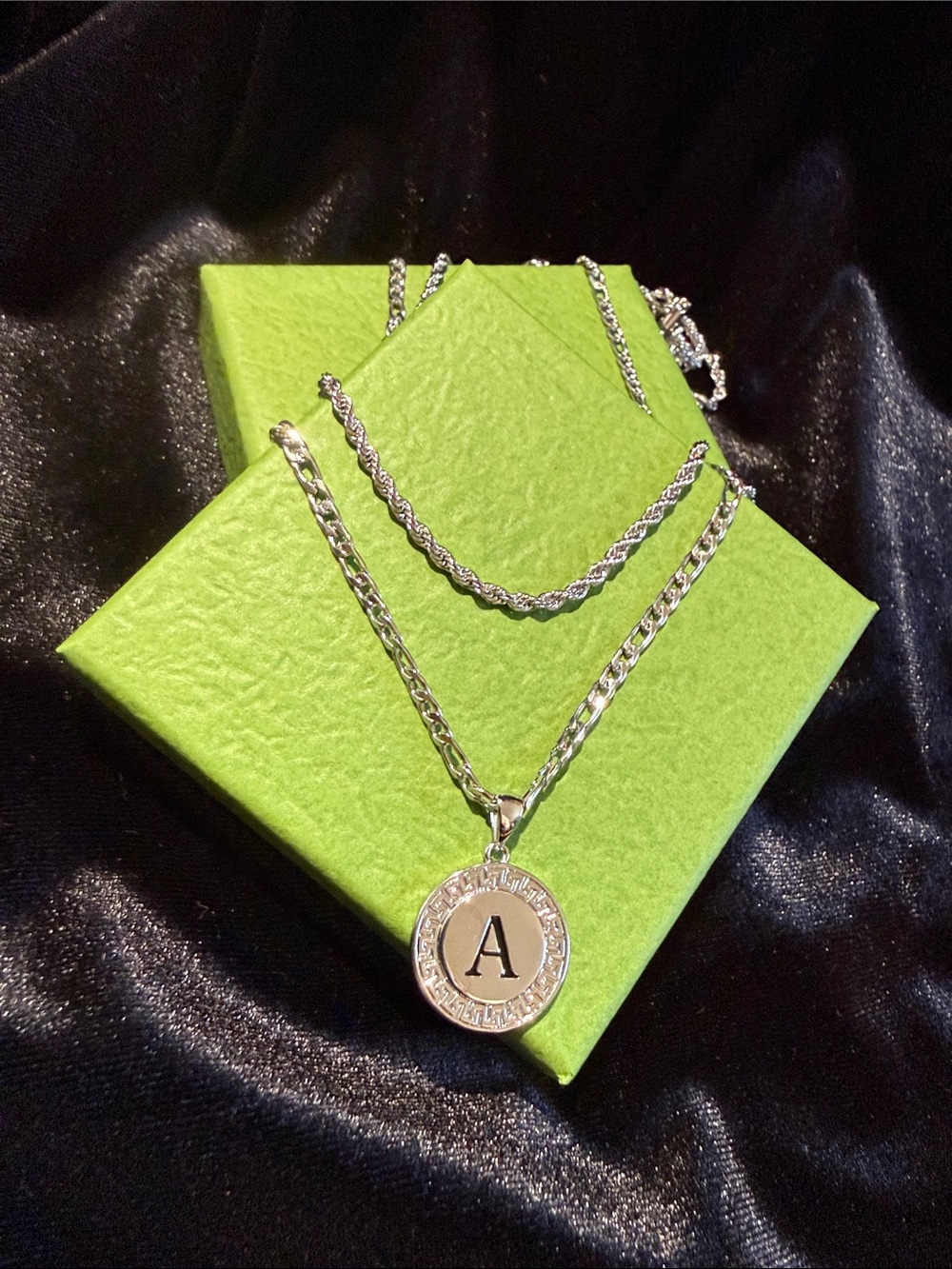 Silver Initial 'A' Pendant Necklace - Personalized Monogram Jewelry